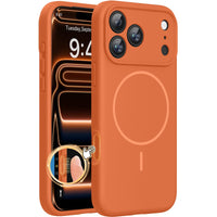 Magnetic for iPhone 17 Pro Max Case, Compatible with MagSafe, Integrated Silicone Camera Control Cover, 3.0mm Thicken Shockproof Drop Protection Phone Case for 17 ProMax, Orange