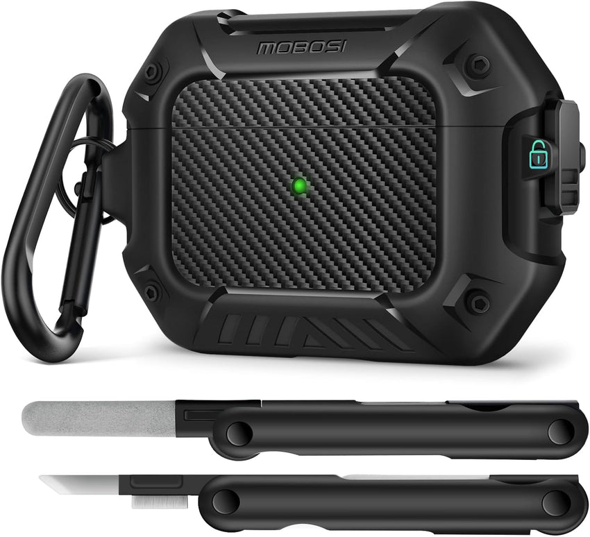 AirPods Case with Lock & Keychain & Cleaner Kit